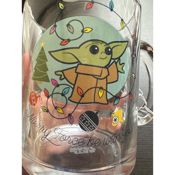 Disney Star Wars the Mandalorian Glass Mug | Baby Yoda Coffee Mug 17.5 OZ. Merry - Picture 4 of 4